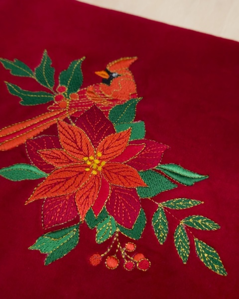 Kosmetyczka aksamitna - kardynał szkarłatny i gwiazda betlejemska