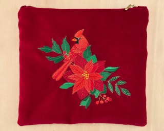 Kosmetyczka aksamitna - kardynał szkarłatny i gwiazda betlejemska