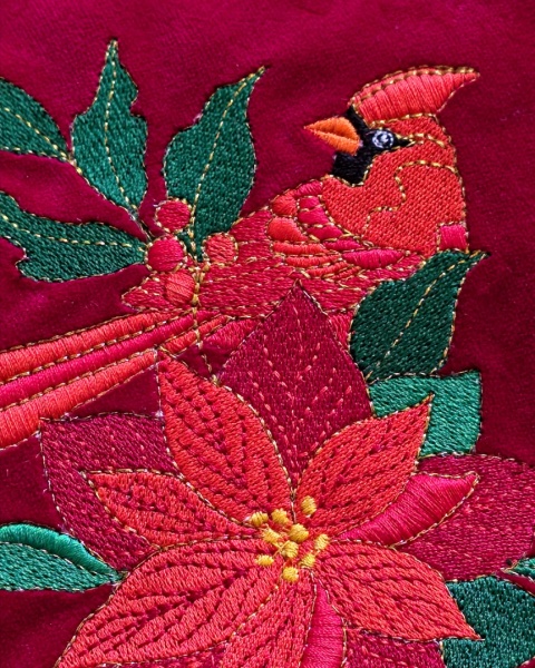 Kosmetyczka aksamitna - kardynał szkarłatny i gwiazda betlejemska