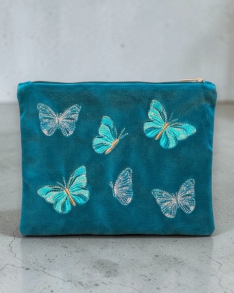 Kosmetyczka aksamitna - motyle