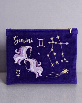 Kosmetyczka aksamitna znaki zodiaku - Bliźnięta