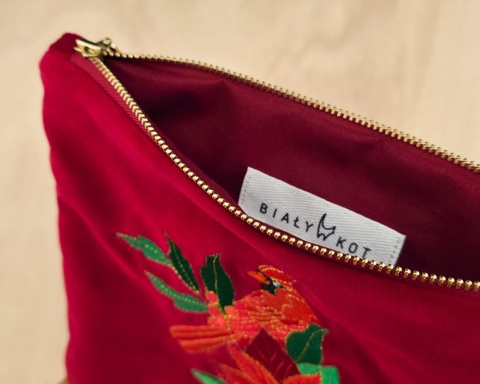 Kosmetyczka aksamitna - kardynał szkarłatny i gwiazda betlejemska