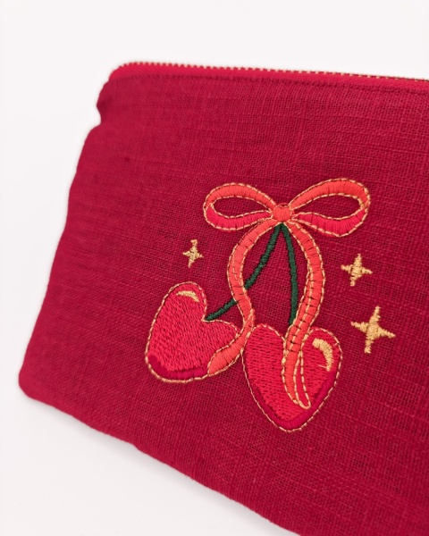 Portmonetka wisienki serca z kokardą